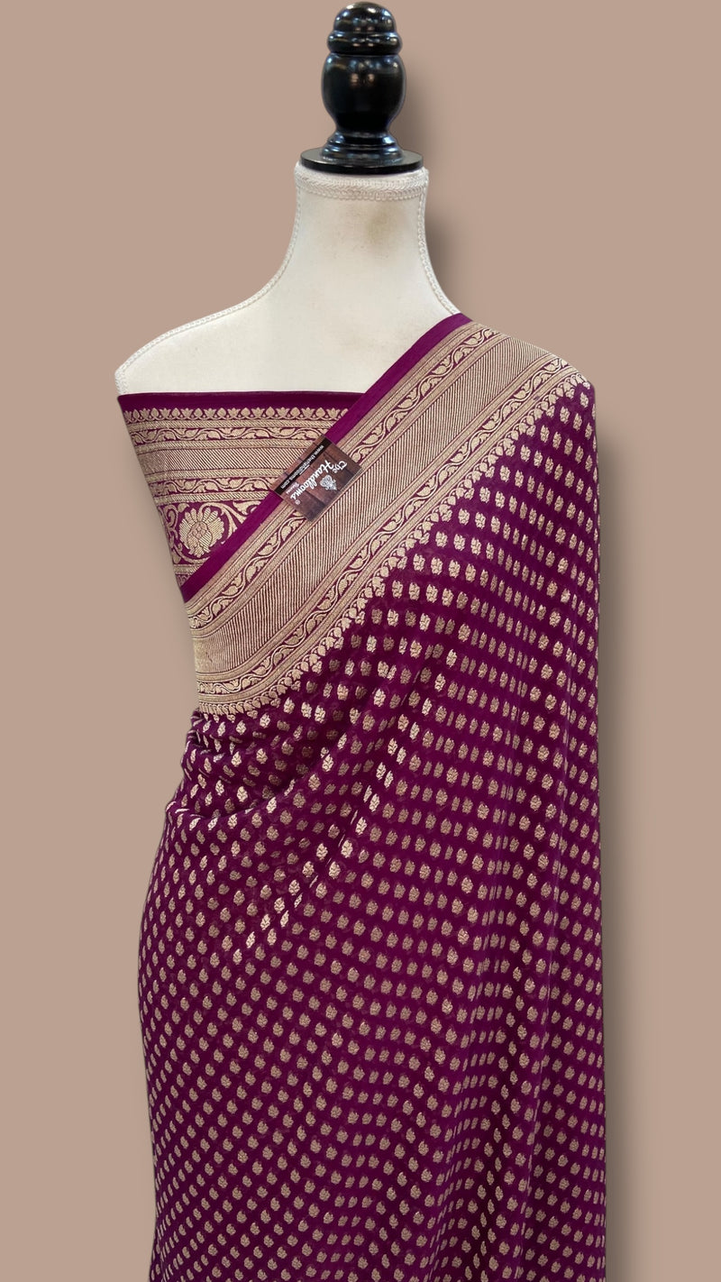Khaddi Georgette Handloom Banarasi Saree - The Handlooms