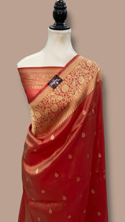 Pure Katan Tissue Silk Handloom Banarasi Saree - All Over Kadua Motifs - The Handlooms