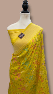 Pure Katan Silk Banarasi Handloom Saree - All over Jaal Work With Meenakari - The Handlooms