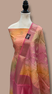 Pure Chiniya Silk Handloom Banarasi Dress Material with Elegant Digital Print - The Handlooms