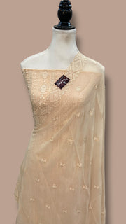 Pure Georgette Banarasi Chikankari Dress Material - The Handlooms