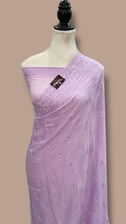 Pure Georgette Chikankari Handloom Banarasi Saree - The Handlooms