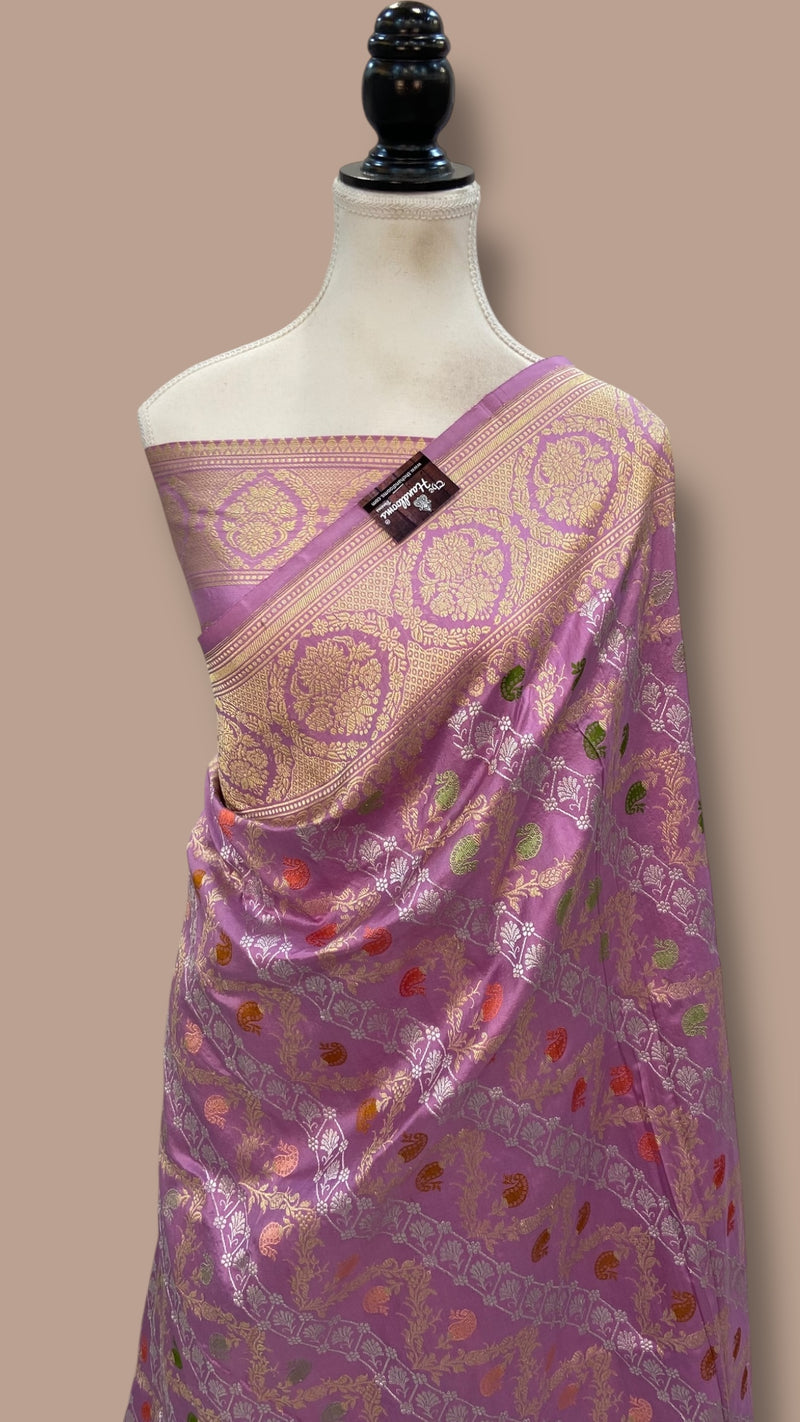 Ektara Pure Katan Silk Banarasi Handloom Saree - All over kadiyal Jaal work - The Handlooms