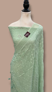 Pure Georgette Banarasi Chikankari Dress Material - The Handlooms