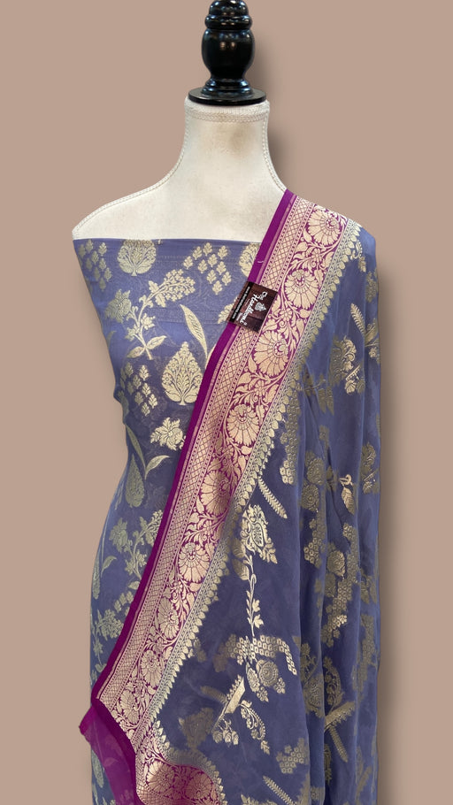 Khaddi Georgette Handlooms Banarasi Dress Material - The Handlooms