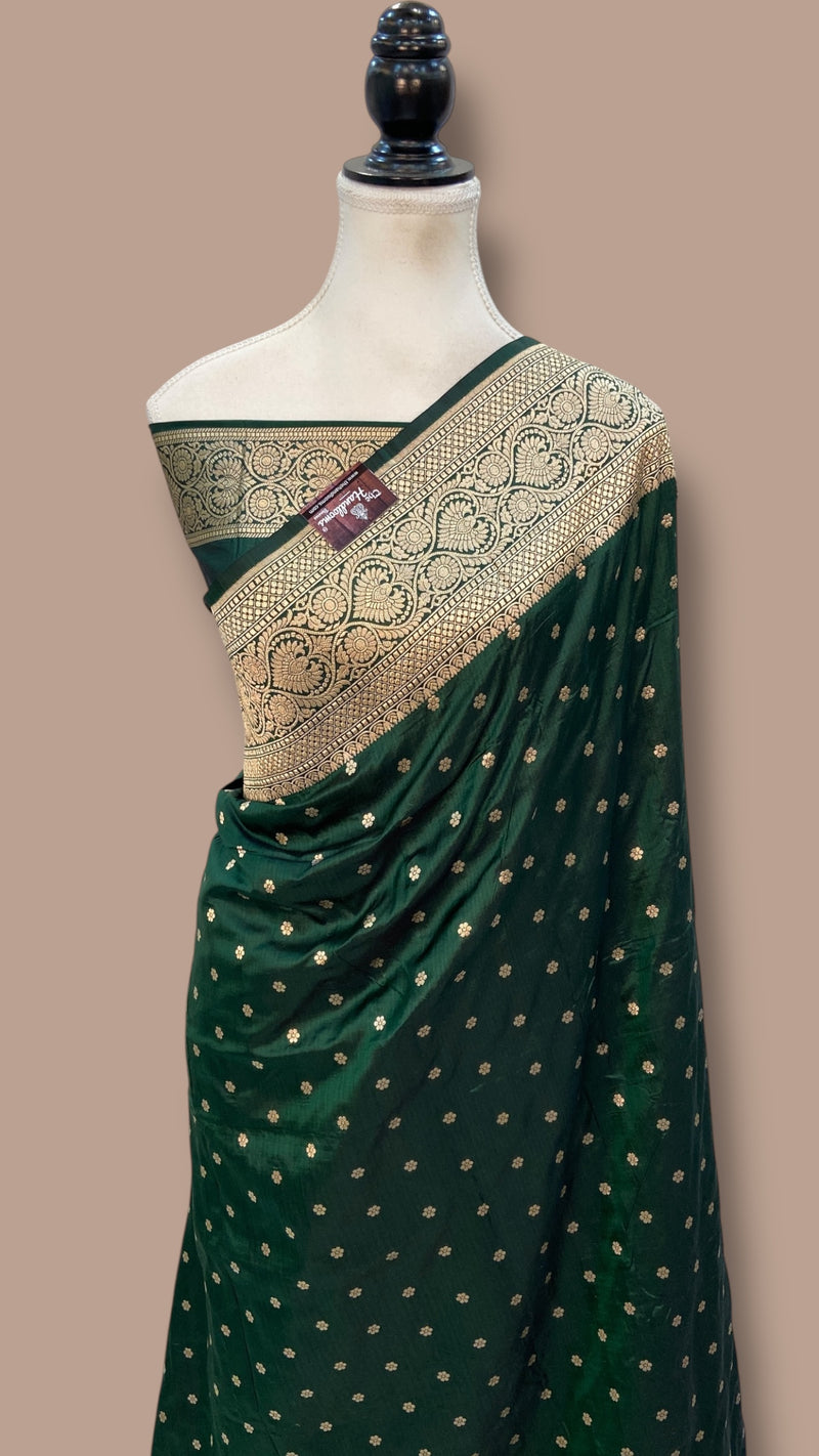 Pure Katan Silk Banarasi Handloom Saree - All Over Motifs - The Handlooms