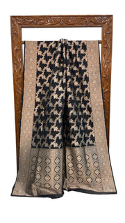 Pure Katan Silk Banarasi Handloom Saree - All Over Sona Roopa Jaal Work - The Handlooms