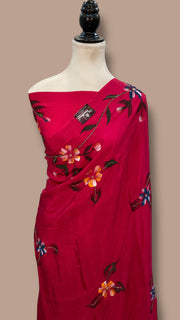 Pure Silk Handloom Banarasi Saree - Handwork Handbrush - The Handlooms