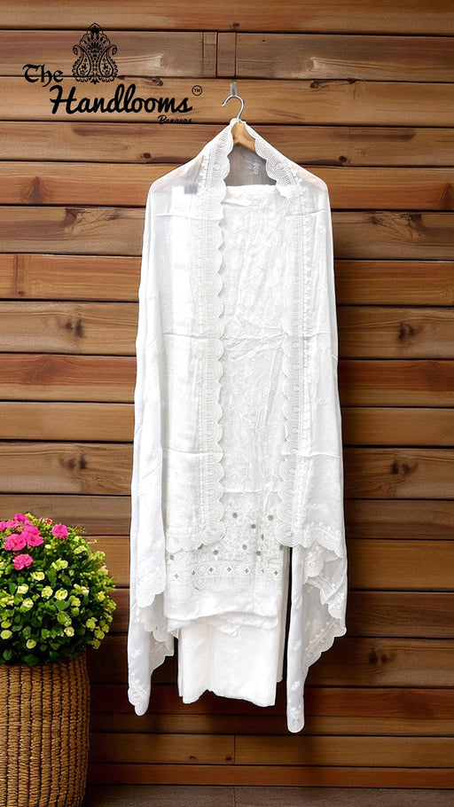 Pure Georgette Banarasi Chikankari 3-Piece Suit - The Handlooms