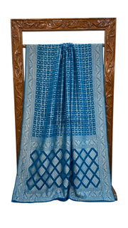 Pure Khaddi Georgette Banarasi Saree Silver Zari - The Handlooms