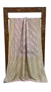 Khaddi Georgette Handloom Banarasi Saree - All Over Sona Roopa Jaal Work - The Handlooms