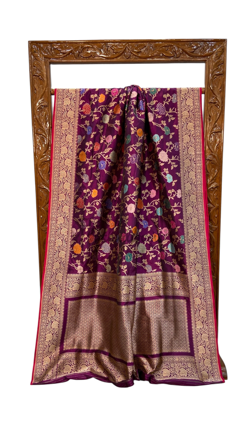 Ektara Pure Katan Silk Banarasi Handloom Saree - All Over Kadiyal Jaal Work - The Handlooms