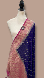 Pure Khaddi Georgette Dupatta - water zari - The Handlooms
