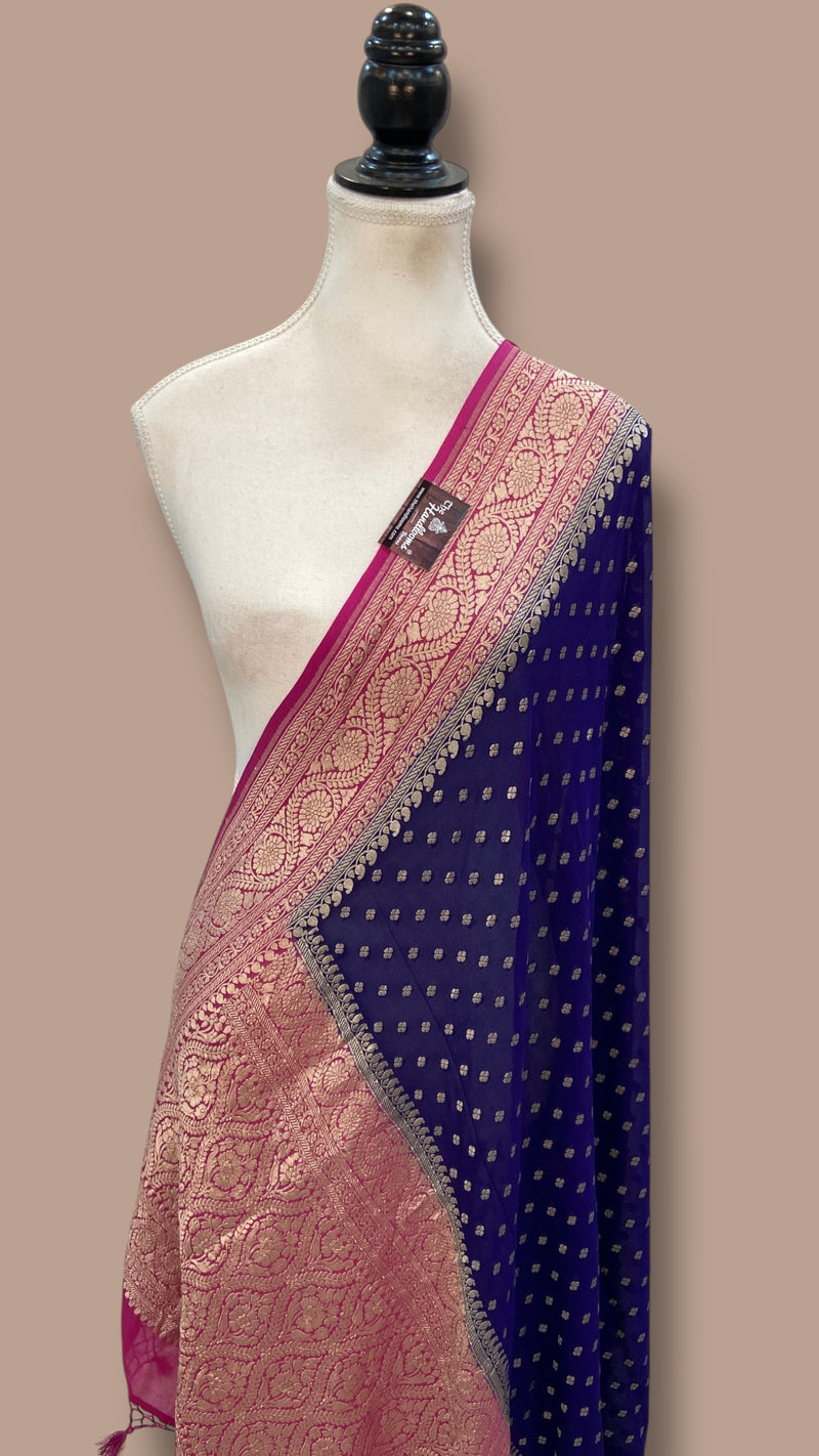 Pure Khaddi Georgette Dupatta - water zari - The Handlooms