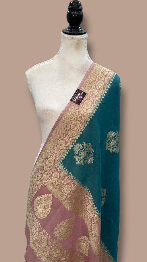 Pure Moonga Georgette Handloom Banarasi Dupatta - The Handlooms