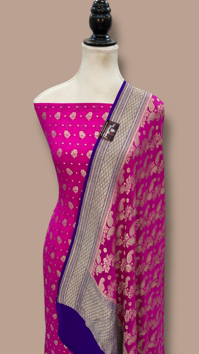 Khaddi Georgette Banarasi Dress material Water Zari - The Handlooms