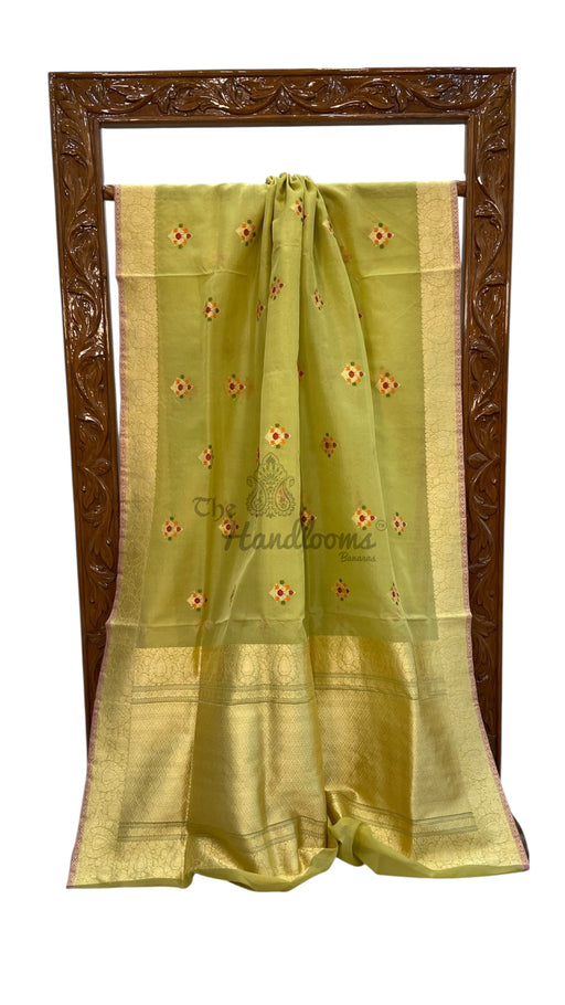 Pure Kora Handloom Banarasi All Over Kadua Motifs Saree - The Handlooms