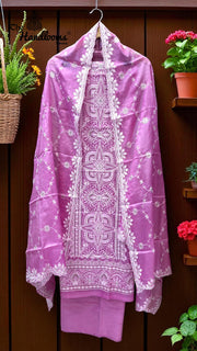 Pure Tussar Chikankari Handloom Banarasi Dress Material - The Handlooms