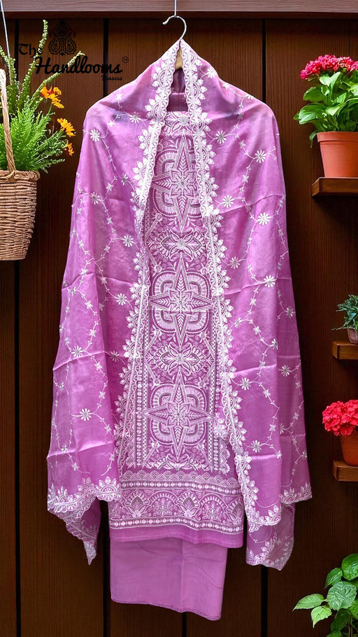 Pure Tussar Chikankari Handloom Banarasi Dress Material - The Handlooms