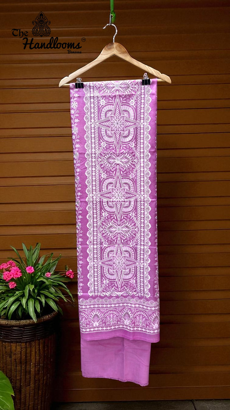 Pure Tussar Chikankari Handloom Banarasi Dress Material - The Handlooms