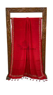 Pure Crepe Silk Handloom Banarasi Saree with Handwork - The Handlooms
