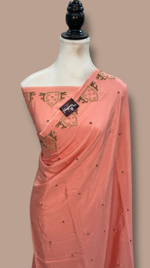 Pure Crepe Silk Handloom Banarasi Saree with Handwork - The Handlooms