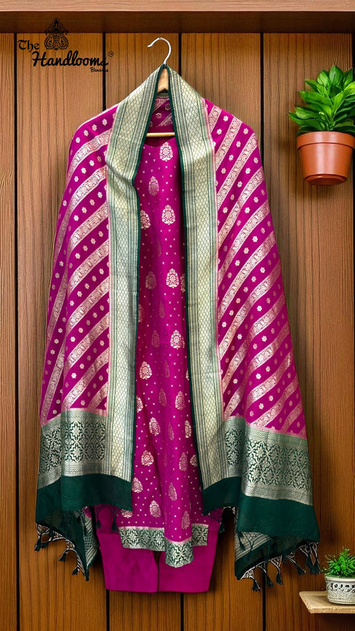 Pure Moonga Georgette Banarasi Dress material - Stitched - The Handlooms