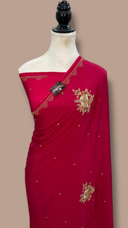 Pure Crepe Silk Handloom Banarasi Saree with Handwork - The Handlooms