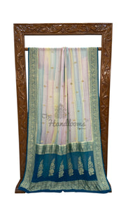 Pure Khaddi Georgette Handloom Banarasi Saree with water zari - The Handlooms