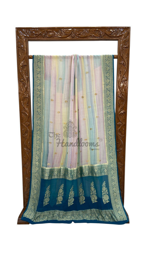 Pure Khaddi Georgette Handloom Banarasi Saree with water zari - The Handlooms