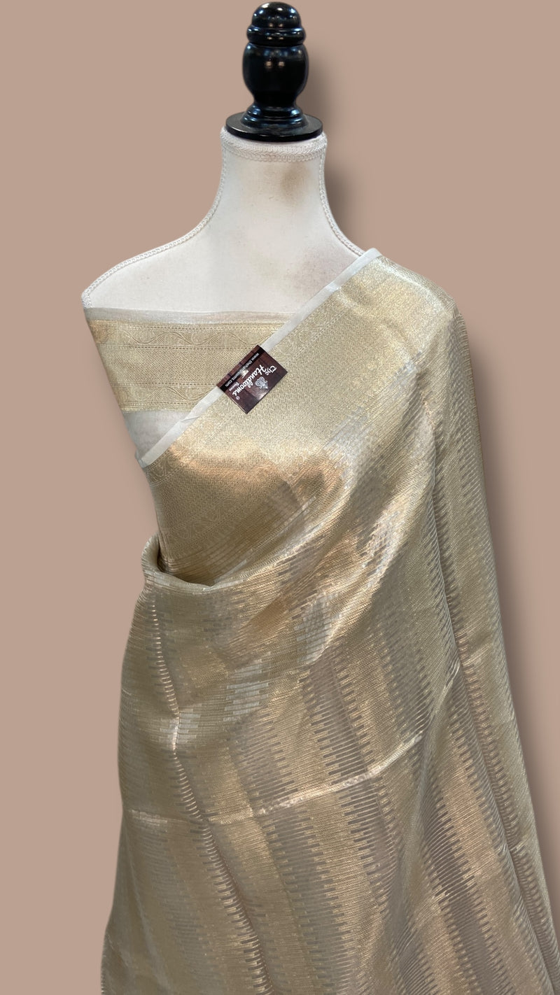Pure Kora Tissue Tanchui Handloom Banarasi Saree - The Handlooms