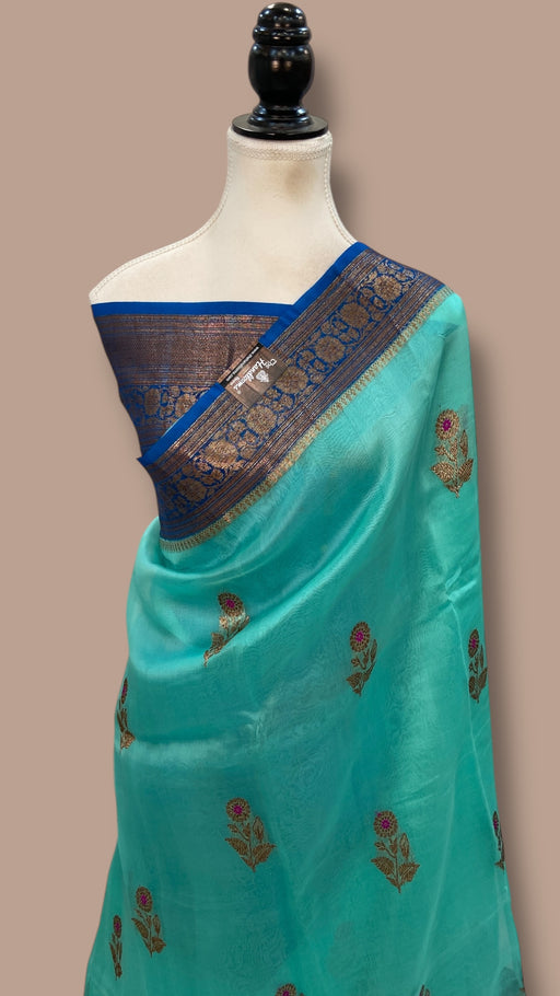 Pure Kora Handloom Banarasi Saree with Meenakari - The Handlooms