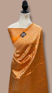 Regal Pure Katan Silk Banarasi Saree – Handwoven Tanchui Brocade with Meenakari Work - The Handlooms