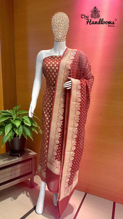 Tissue Khaddi Georgette Banarasi Dress material - The Handlooms