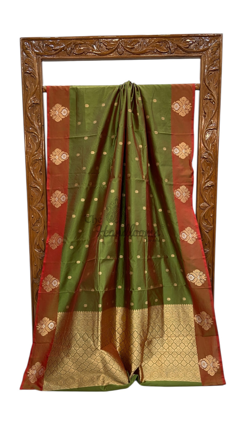Pure Katan Silk Banarasi Handloom Saree - All Over Kadua Motifs - The Handlooms