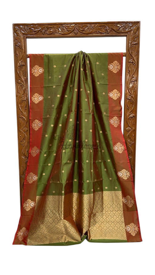 Pure Katan Silk Banarasi Handloom Saree - All Over Kadua Motifs - The Handlooms