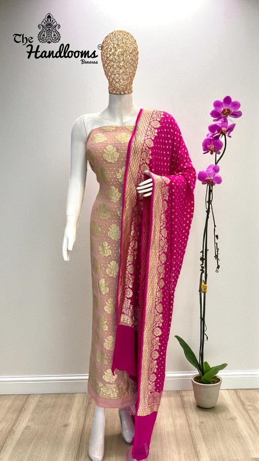 Khaddi Georgette Banarasi Dress material Water Zari - The Handlooms