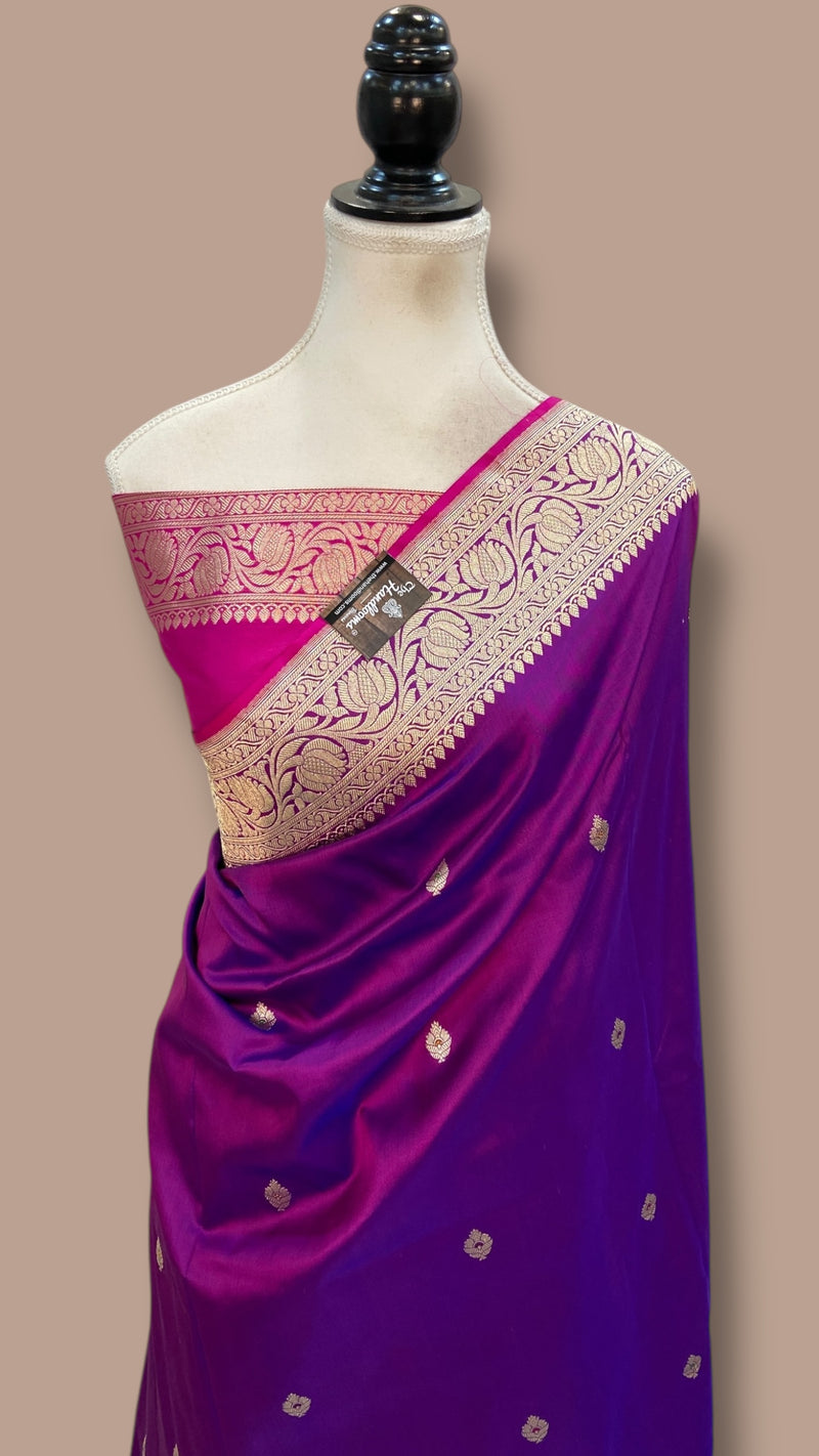 Pure Katan Silk Banarasi Handloom Saree - All Over Kadua Motifs - The Handlooms