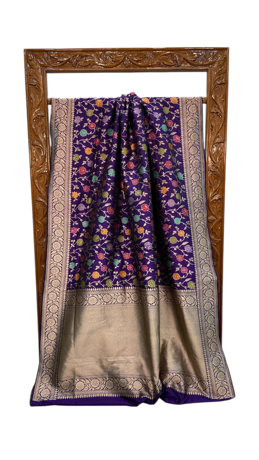 Pure Katan Silk Banarasi Handloom Saree - All Over Kadiyal Jaal Work - The Handlooms