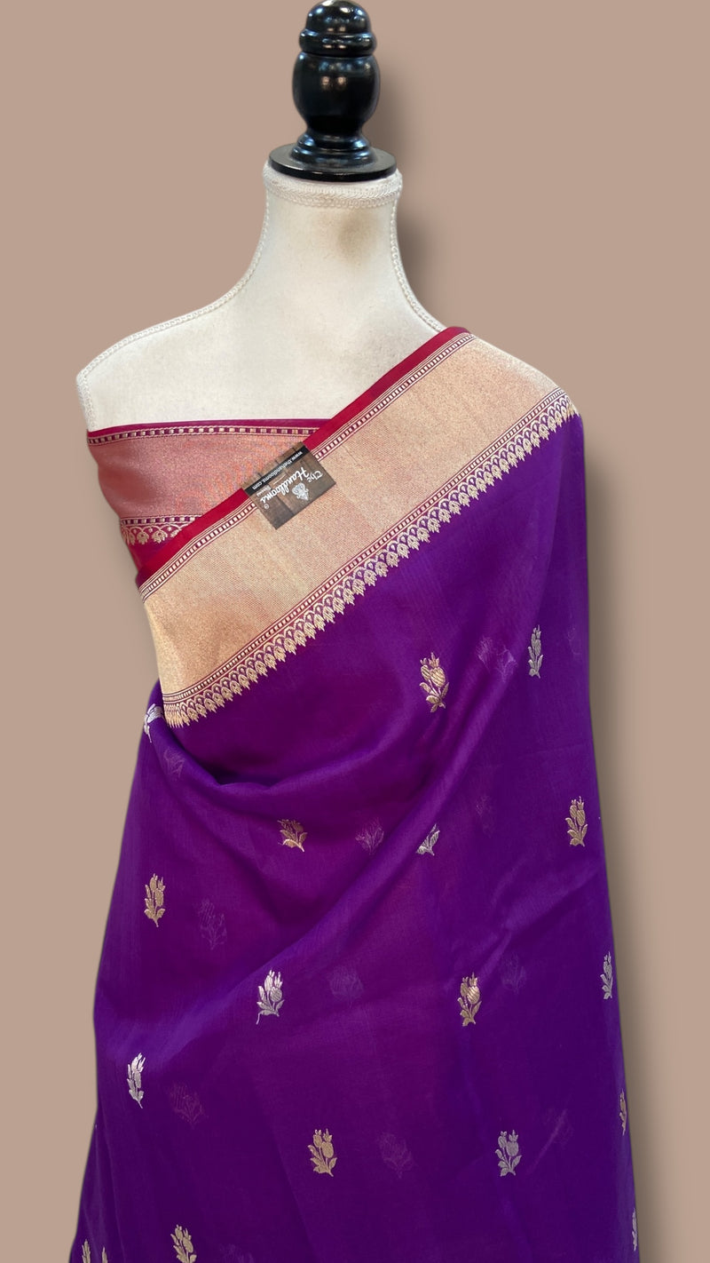 Pure Kora Handloom Banarasi All Over Kadua Motifs Saree