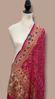 Pure Georgette Banarasi Bandhej Handloom Dupatta - The Handlooms