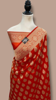 Pure Katan Silk Banarasi Handloom Saree - All Over Jaal Work - The Handlooms