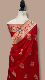 Pure Katan Silk Banarasi Handloom Saree - All Over Kadua Motifs - The Handlooms