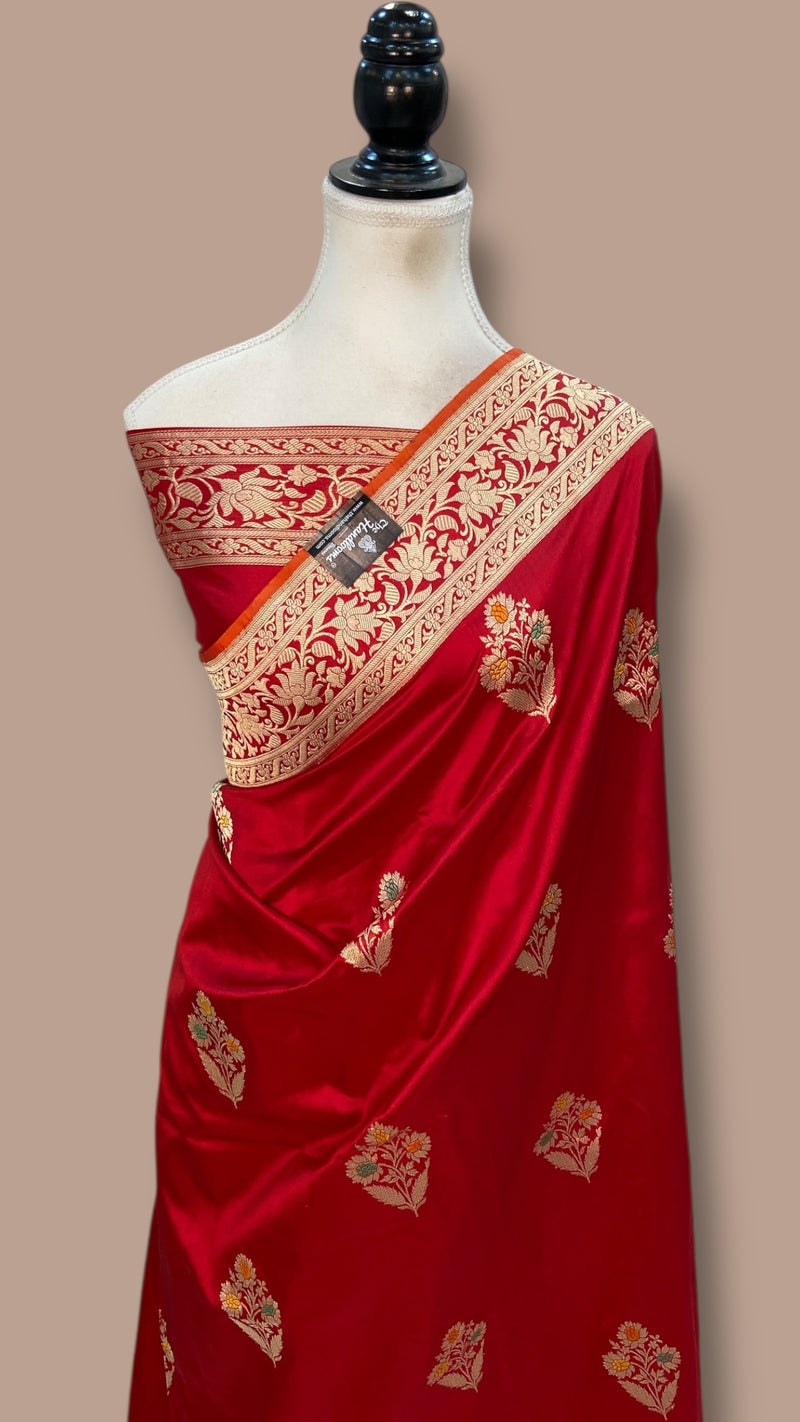 Pure Katan Silk Banarasi Handloom Saree - All Over Kadua Motifs - The Handlooms