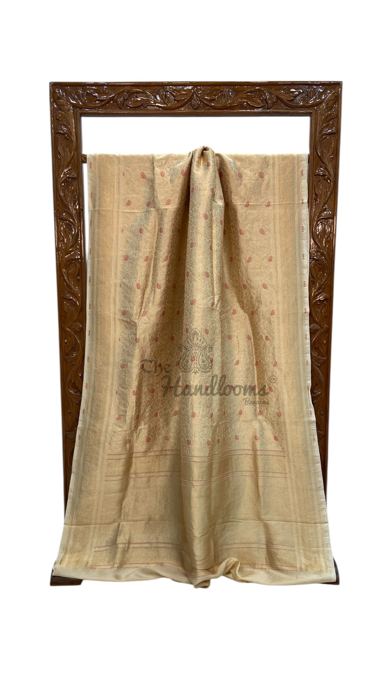 Regal Pure Katan Silk Banarasi Saree – Handwoven Tanchui Brocade with Meenakari Work - The Handlooms