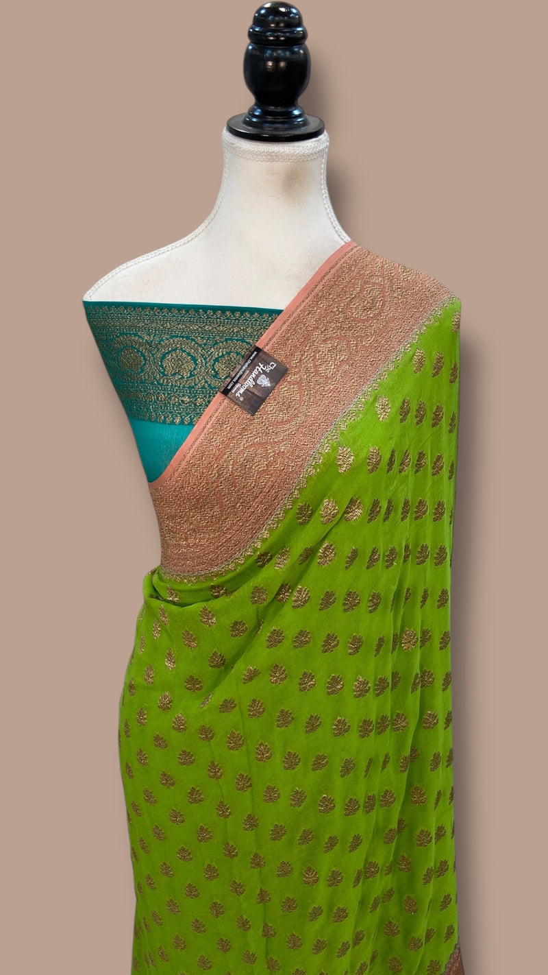 Khaddi Georgette Banarasi Saree -  Antique zari - The Handlooms