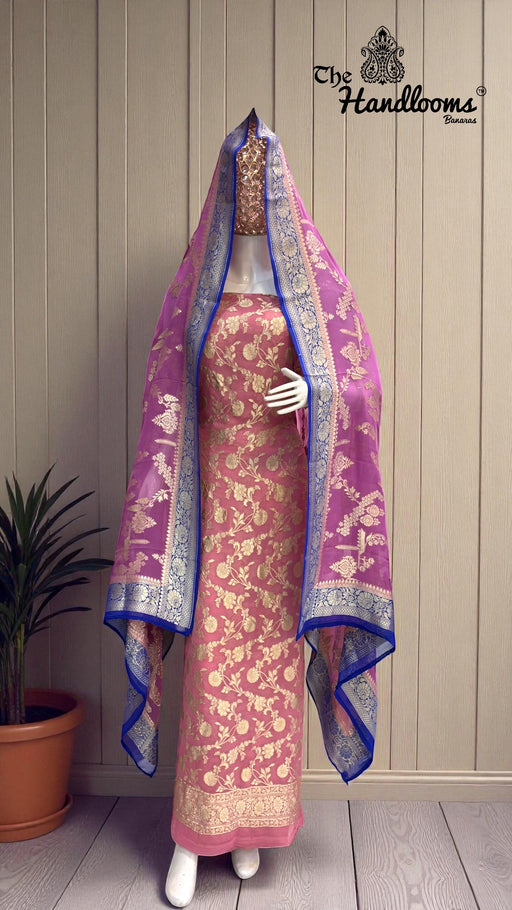 Khaddi Georgette Banarasi Dress material Water Zari - The Handlooms