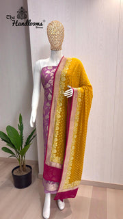 Khaddi Georgette Banarasi Dress material Water Zari - The Handlooms