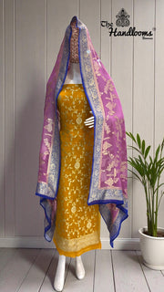 Khaddi Georgette Banarasi Dress material Water Zari - The Handlooms