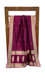 Pure Katan Silk Banarasi Handloom Saree - All Over Kadua Motifs - The Handlooms